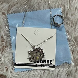 Hello Kitty jewelry set silver plated crystal